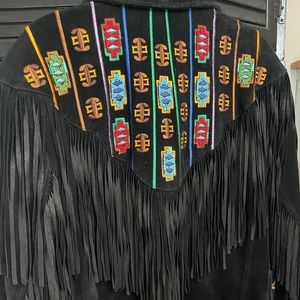 Boho Vintage Suede Fringe Jacket